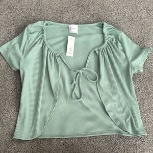 Olivia Rae Mint Green Ribbed Top